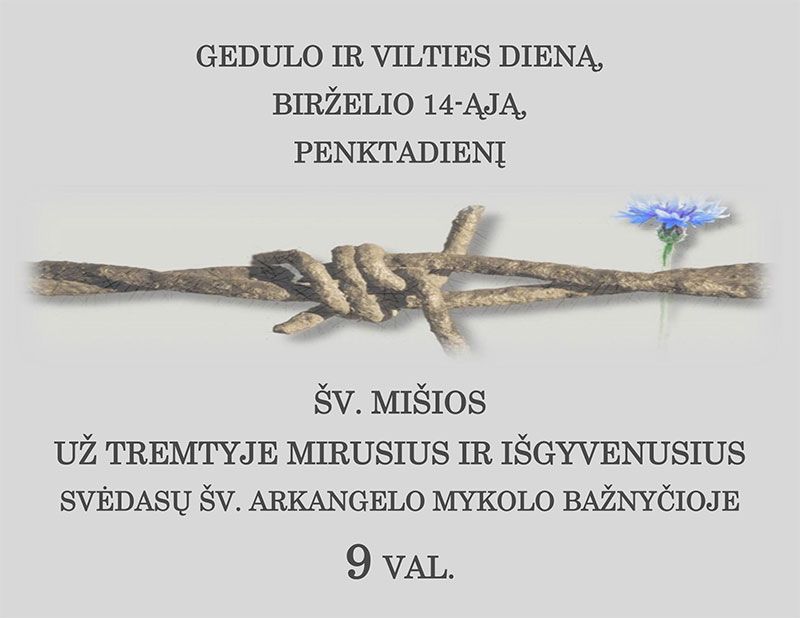 Šv. Mišios skirtos Gedulo ir vilties dienai atminti