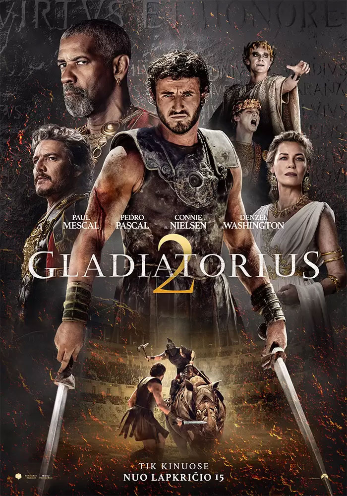 Ridley Scott „Gladiatorius 2“ (2024 m., Trukmė: 2 val. 30 min)