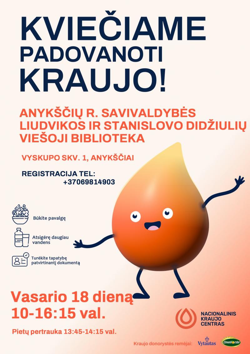 Kraujo donorystės akcija Anykščiuose 